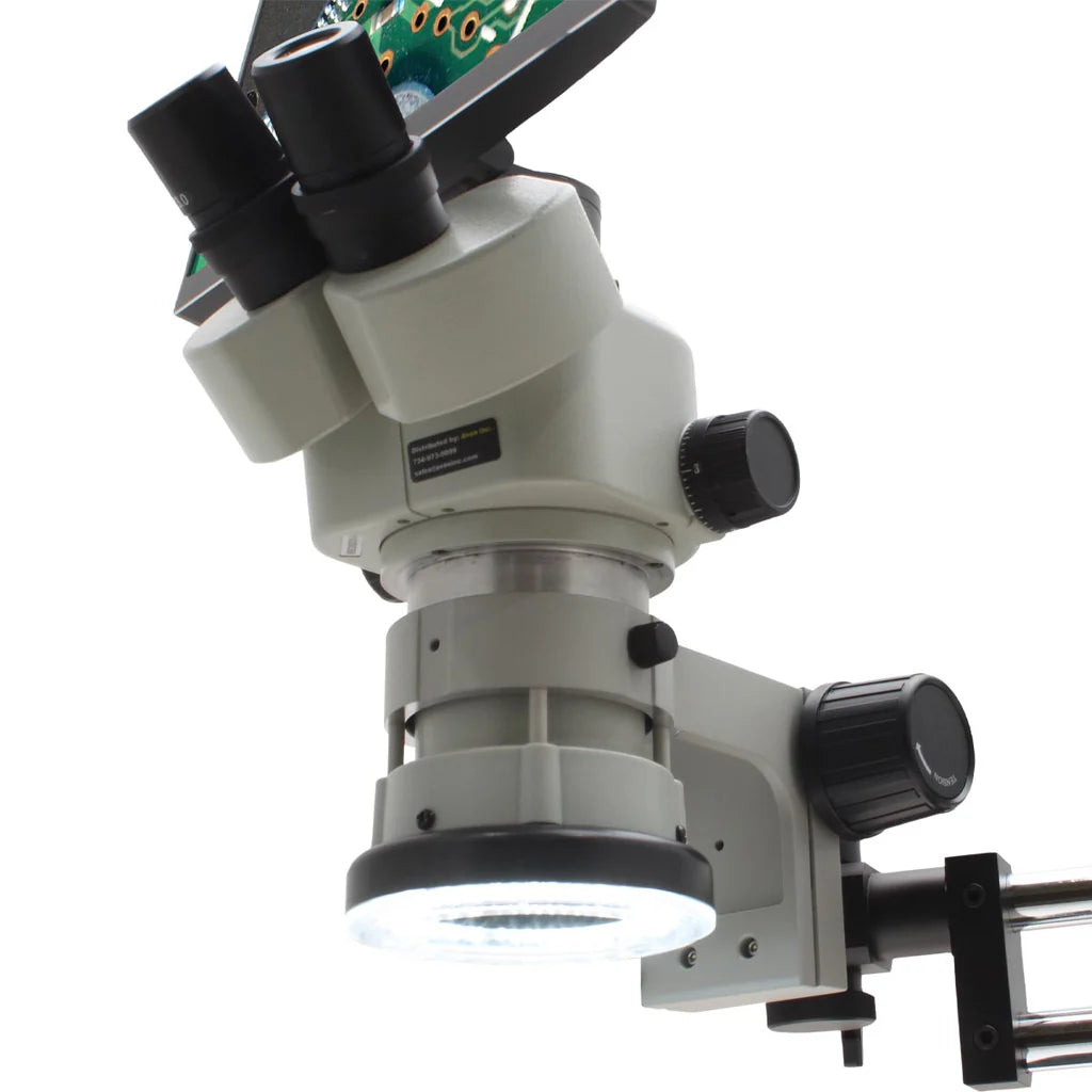 Aven SPZV-50 Microscope System (6.7x-50x) with Mighty Cam Eidos Camera, 11.6" Monitor, Double Boom Stand
