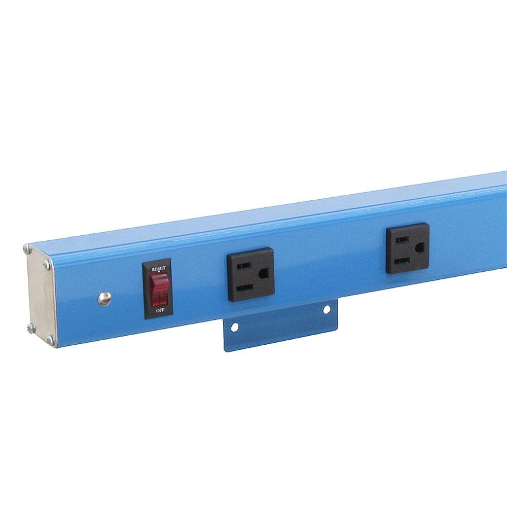 BenchPro Aluminum Plug Strip Back Mounted with Lighted Switch, 8 Outlets, 15-Amps