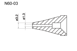 Hakko N60-03 Desoldering Nozzle 1.3 mm for the FR-400 UHD Desoldering Tools