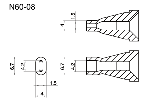 Hakko N60-08 Desoldering Nozzle 4.2 x 1.5 mm for the FR-400 UHD Desoldering Tools