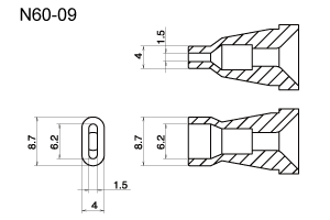 Hakko N60-09 Desoldering Nozzle 6.2 x 1.5 mm for the FR-400 UHD Desoldering Tools