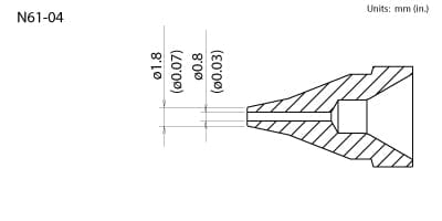 Hakko N61-04 Desoldering Nozzle 0.8 mm Extended for the FR-301 and FR-410 Desoldering Tools
