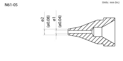 Hakko N61-05 Desoldering Nozzle 1.0 mm Extended for the FR-301 and FR-410 Desoldering Tools