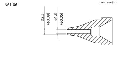 Hakko N61-06 Desoldering Nozzle 1.3 mm Extended for the FR-301 and FR-410 Desoldering Tools