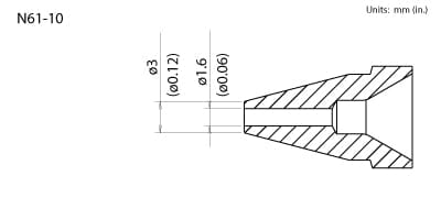 Hakko N61-10 Desoldering Nozzle 1.6 mm for the FR-301 and FR-410 Desoldering Tools