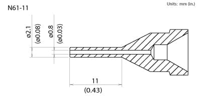 Hakko N61-11 Desoldering Nozzle 0.8 mm Extra Long for the FR-301 and FR-410 Desoldering Tools