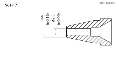 Hakko N61-17 Desoldering Nozzle 2.3 mm for the FR-301 and FR-410 Desoldering Tools