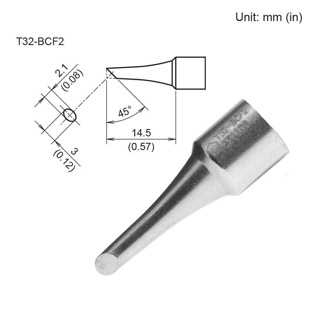 Hakko T32-BCF2 Tip, Bevel 2.1mm/45° x 14.5mm for FX-8806 Soldering Iron