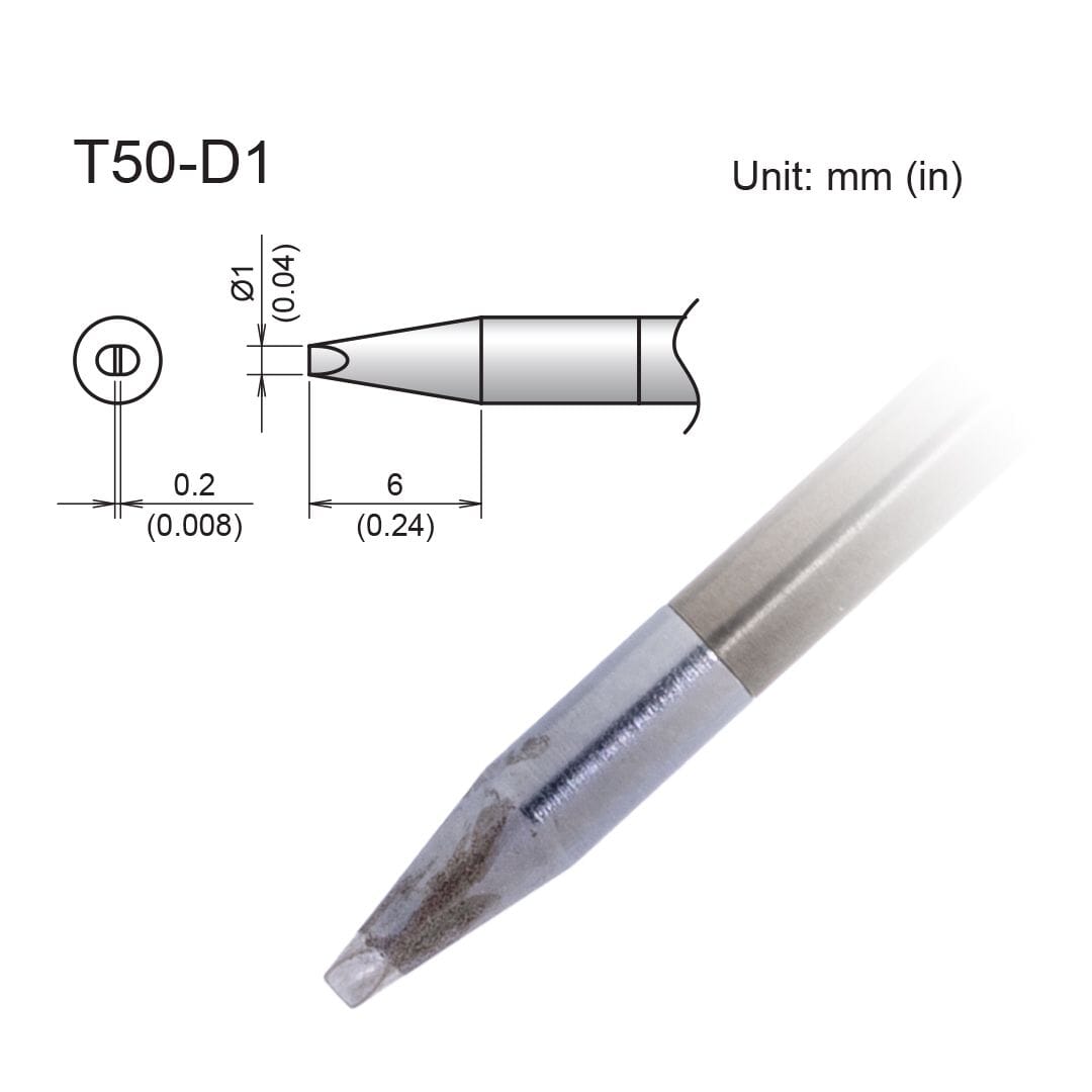 Hakko T50-D1 Tip, Chisel, 1.0 x 6mm, Micro, FX-9703/9704