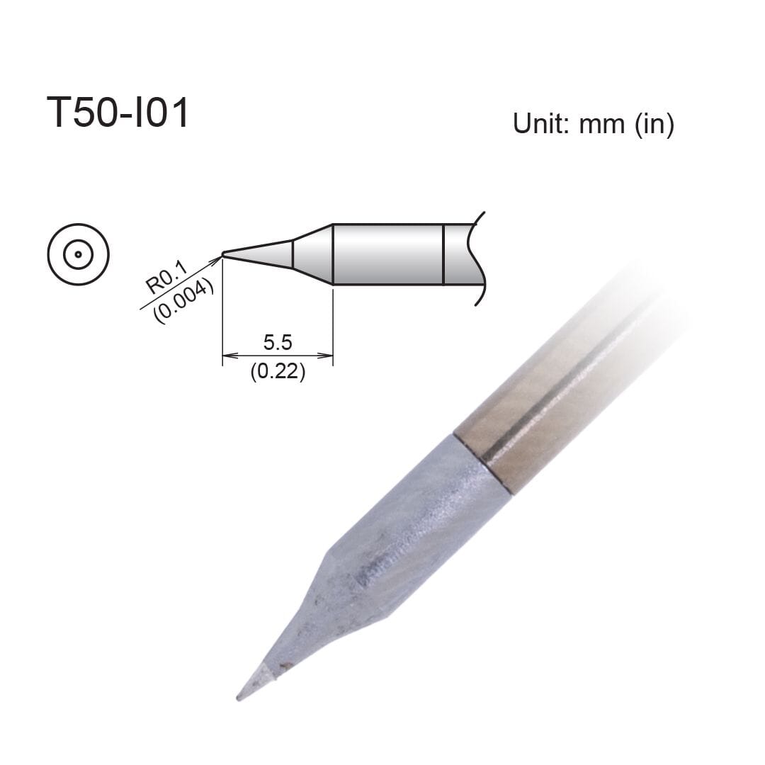Hakko T50-I01 Tip, Conical, R0.1 x 5.5mm, Micro, FX-9703/9704