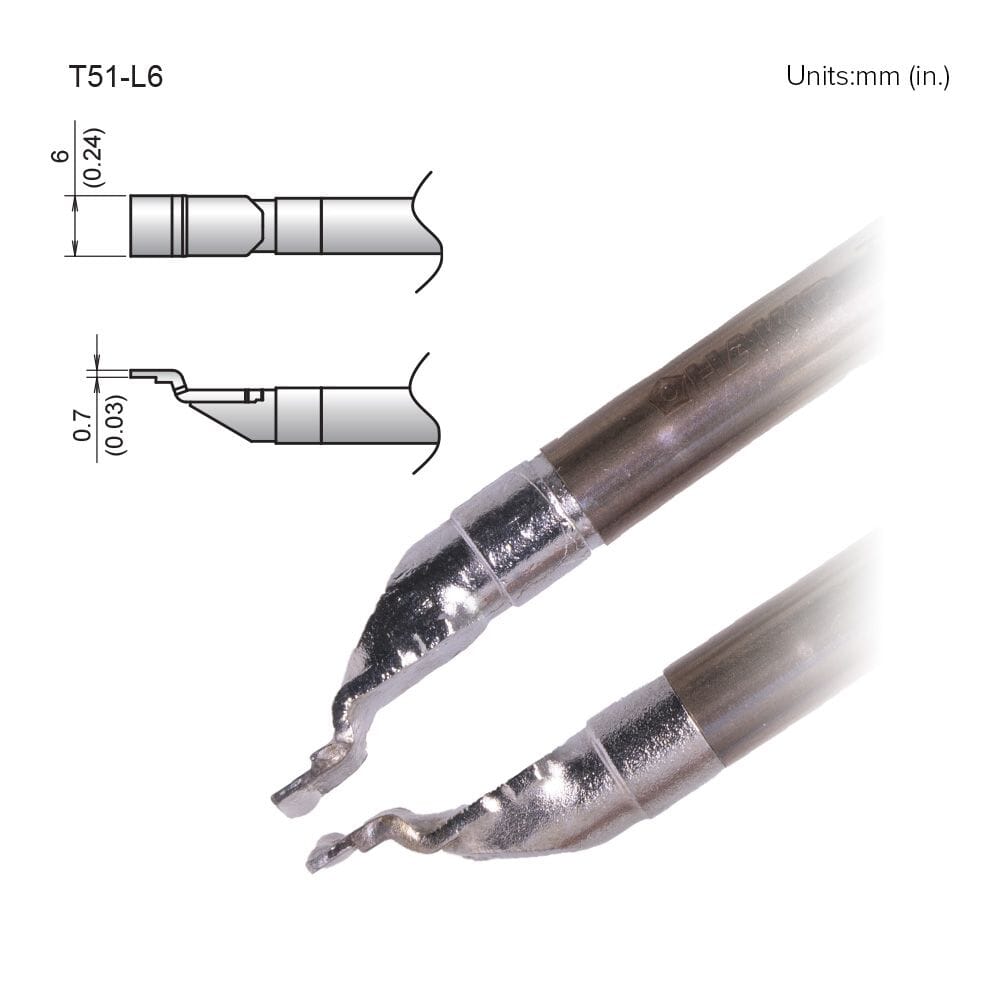 Hakko T51-L6 Tip, SOP, 6mm, 2pk for FX-9705 Parallel Tweezers, FX-972