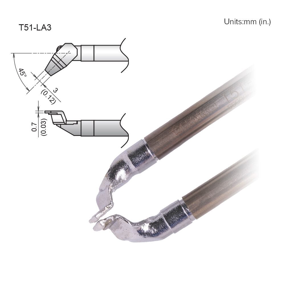 Hakko T51-LA3 Tip, Angled SOP, 3mm, 2pk for FX-9705 Parallel Tweezers, FX-972