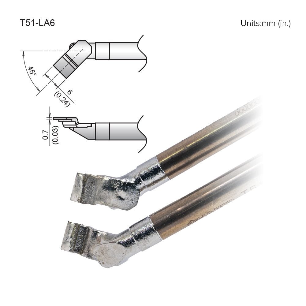 Hakko T51-LA6 Tip, Angled SOP, 6mm, 2pk for FX-9705 Parallel Tweezers, FX-972