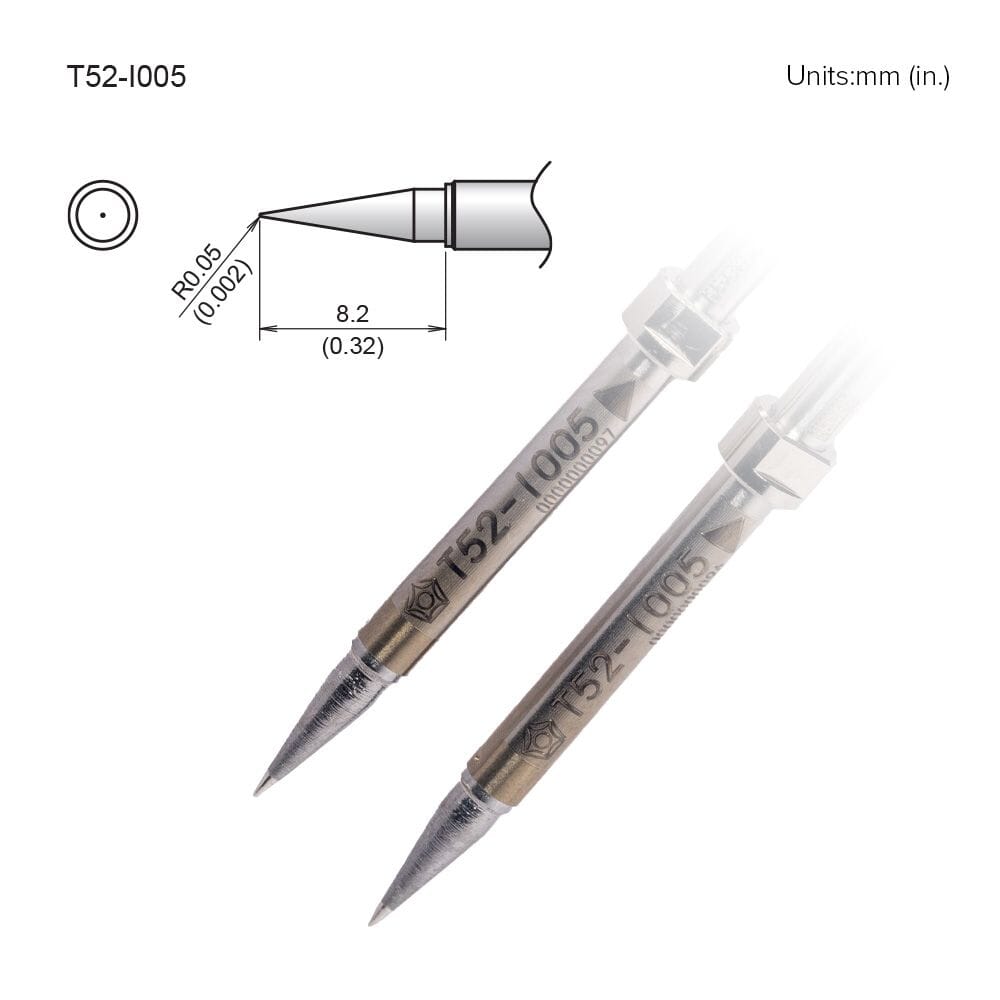 Hakko T52-I005 Tip, Conical, R0.05mm, 2pk for FX-9706 Micro Tweezers, FX-972