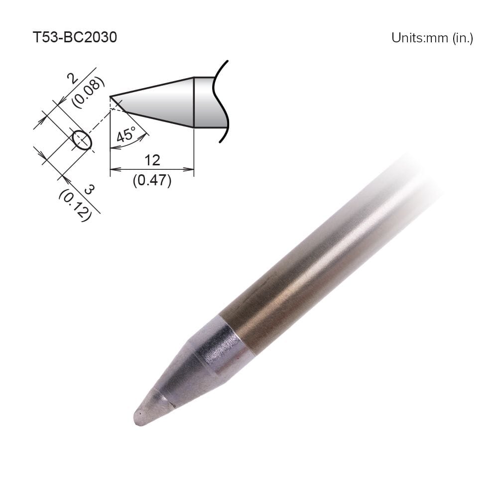 Hakko T53-BC2030 Tip Bevel, 2 x 12mm, Heavy-Duty, FX-9707/9708, FX-972