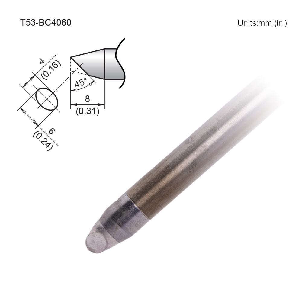 Hakko T53-BC4060 Tip Bevel, 4 x 8mm, Heavy-Duty, FX-9707/9708, FX-972