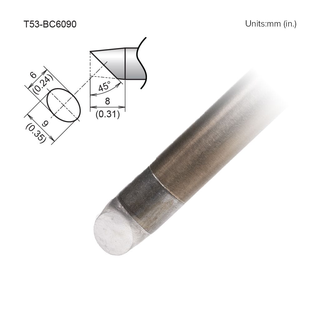 Hakko T53-BC6090 Tip Bevel, 6 x 8mm, Heavy-Duty, FX-9707/9708, FX-972
