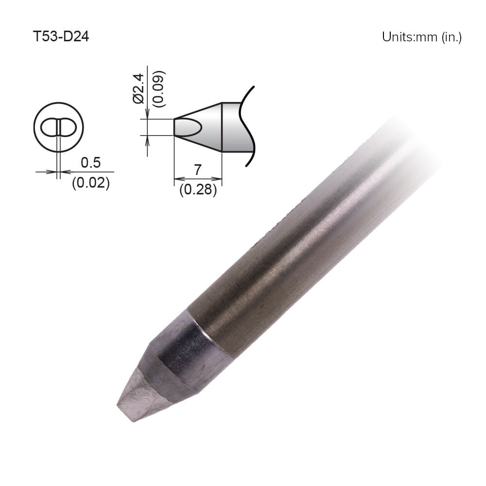 Hakko T53-D24 Tip Chisel, 2.4 x 7mm, Heavy-Duty, FX-9707/9708, FX-972