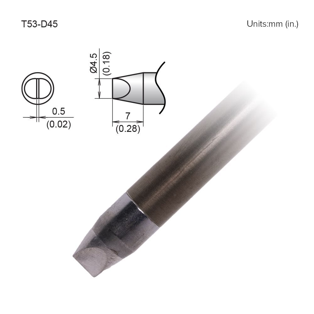 Hakko T53-D45 Tip Chisel, 4.5 x 7mm, Heavy-Duty, FX-9707/9708, FX-972