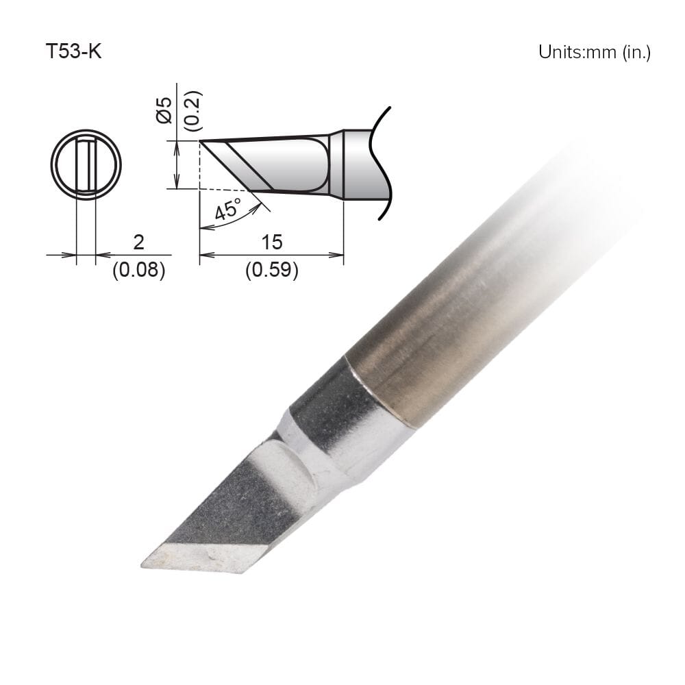 Hakko T53-K Tip Knife, 5mm - 45 Degrees, Heavy-Duty, FX-9707/9708, FX-972