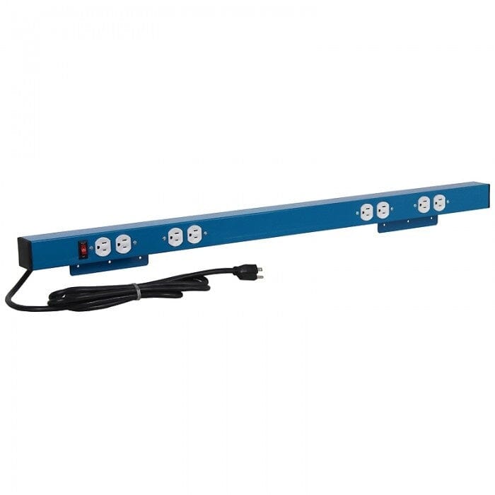 Heavy Duty Steel Back - Mounted Power Strips with Lighted Switch, 15-Amps