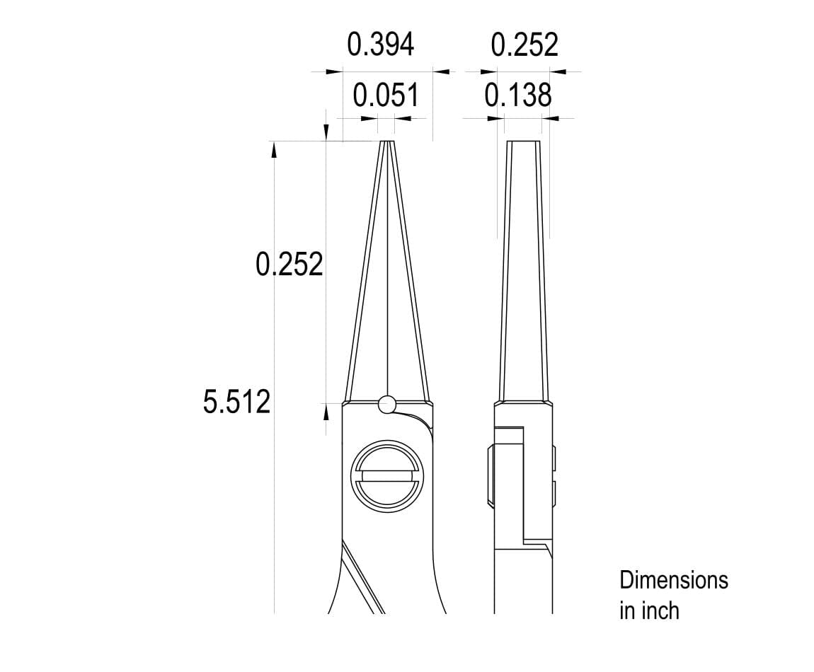 Ideal-tek High Precision Plier – Flat Long Nose – Smooth – 140mm (5.5″) – ESD – Made in Italy
