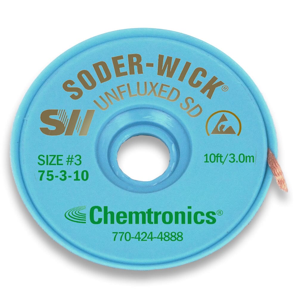 Soder-Wick 75-3-10 Unfluxed Desoldering Wick .08" x 10 ft. Bobbin