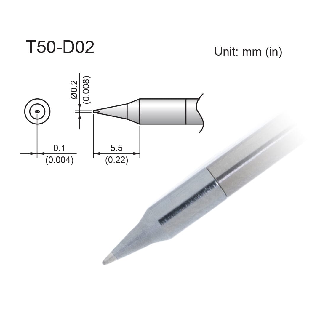 T50-D02 Tip, Chisel, 0.2 x 5.5mm, Micro, FX-9703/9704