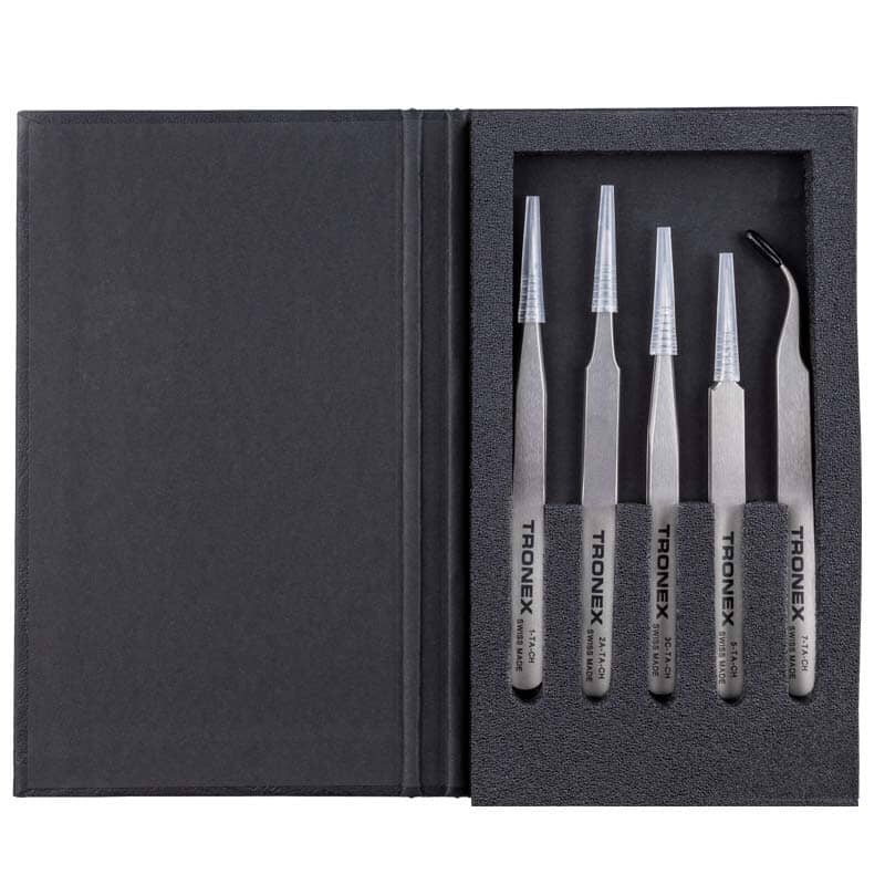 Tronex High Precision Titanium Tweezer Kit Including Style 1, 2a, 3c, 5, 7