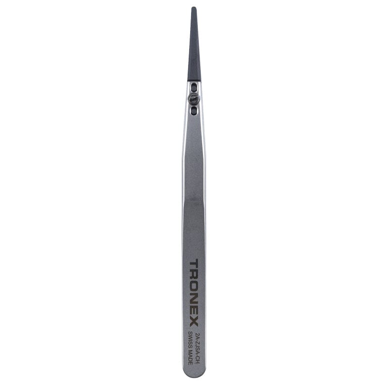 Tronex Precision Stainless Steel Tweezer 2A-ZJSA-CH, W/ Replaceable Ceramic Tip, Straight Fine Flat Rounded Tip