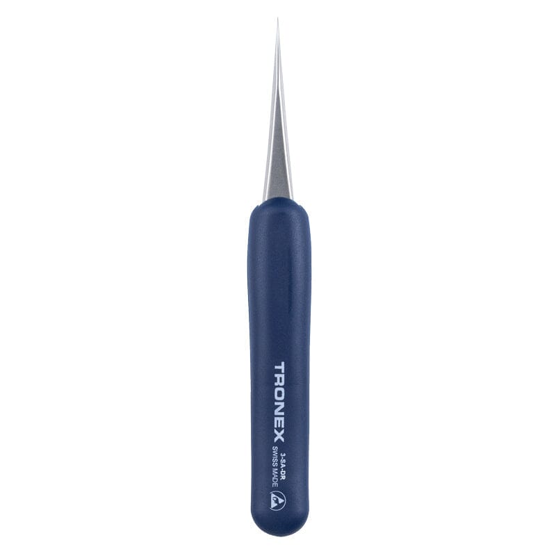 Tronex Precision Stainless Steel Tweezer 3-SA-DR, ESD Rubber Grip Straight Fine Pointed Tip