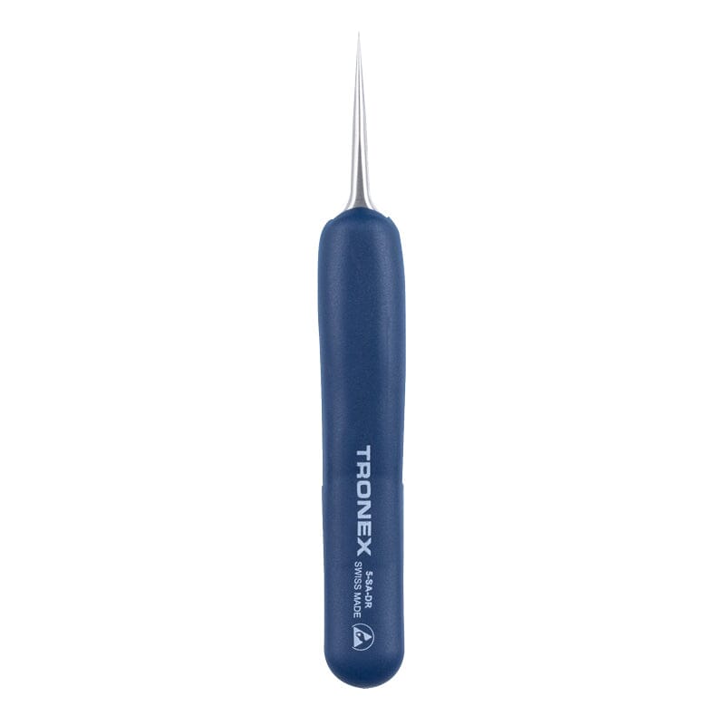 Tronex Precision Stainless Steel Tweezer 5-SA-DR, Esd Rubber Grip Straight Fine Sharp Tip
