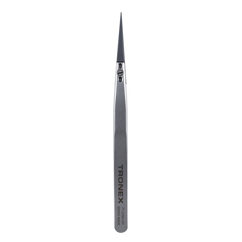Tronex Precision Stainless Steel Tweezer, W/ Replaceable Ceramic Tip, Straight Fine Beveled Tip, Style 71