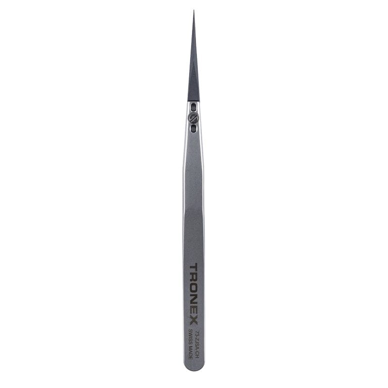 Tronex Precision Stainless Steel Tweezer, W/ Replaceable Ceramic Tip, Straight Fine Pointed Tip, Style 73