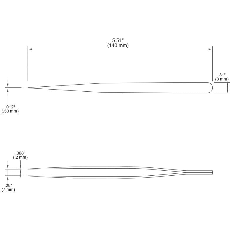 Tronex SS-SA-CH - Precision Stainless Steel Tweezers Long and Thin Tip Very Fine Style SS