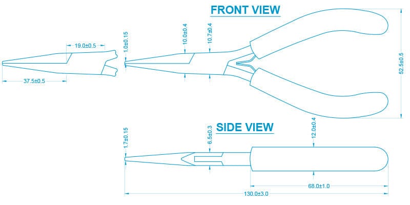 Aven 10311S Technik Stainless Steel Extra Long Chain Nose Pliers 5 inch, Serrated