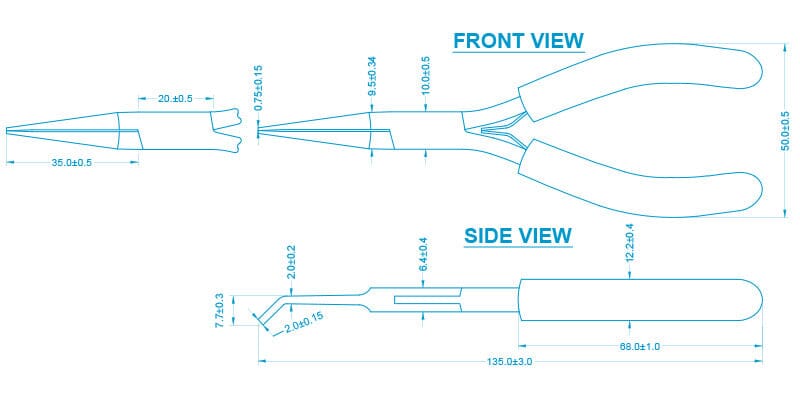 Aven 10312 Technik Stainless Steel Bent Nose Pliers 5.3 inch, Smooth