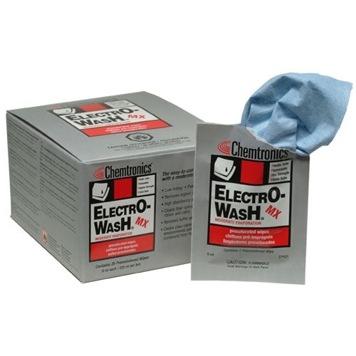 Chemtronics Electro-Wash® MX Cleaner Degreaser Presaturated Wipes, 25 Ct.