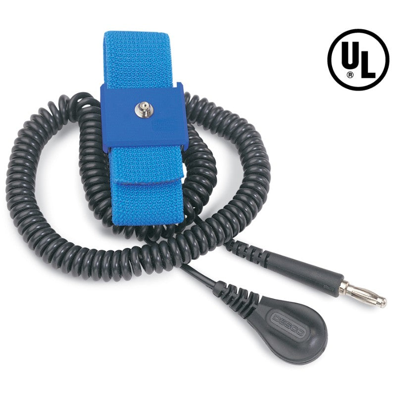 Desco 09069 Elastic Adjustable Wrist Strap, 12 Ft Coil Cord, 4mm Set