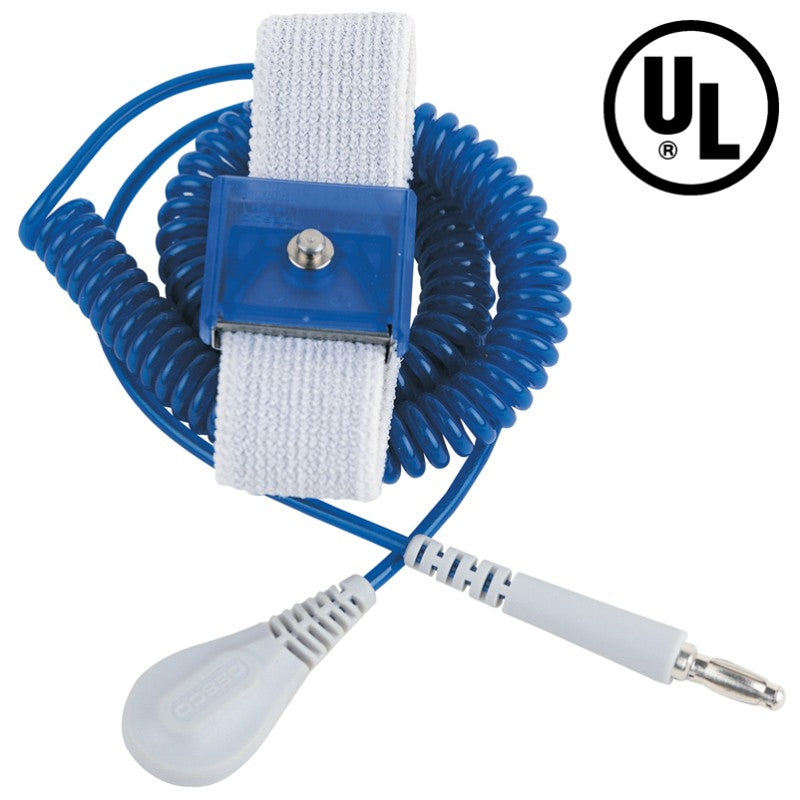 Desco 09100 Jewel® Adjustable Wrist Strap, Sapphire, 6' Coil Cord