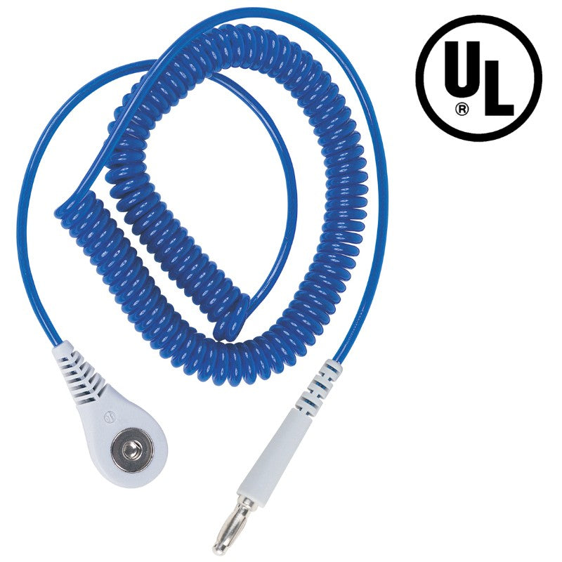 Desco 09121 Jewel® Coil Cord w/ 4 MM Snap Socket, Sapphire, 10 ft
