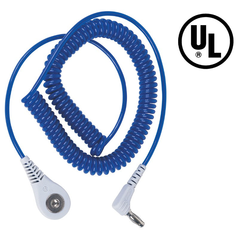Desco 09151 Jewel® Coil Cord w/ 4 MM Snap Socket, Sapphire, 10 ft. Angle