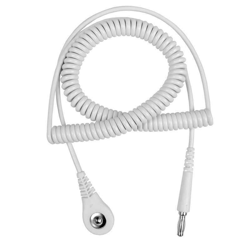 Desco 09218 Jewel® Coil Cord w/ 4 MM Snap Socket, White, 6 ft