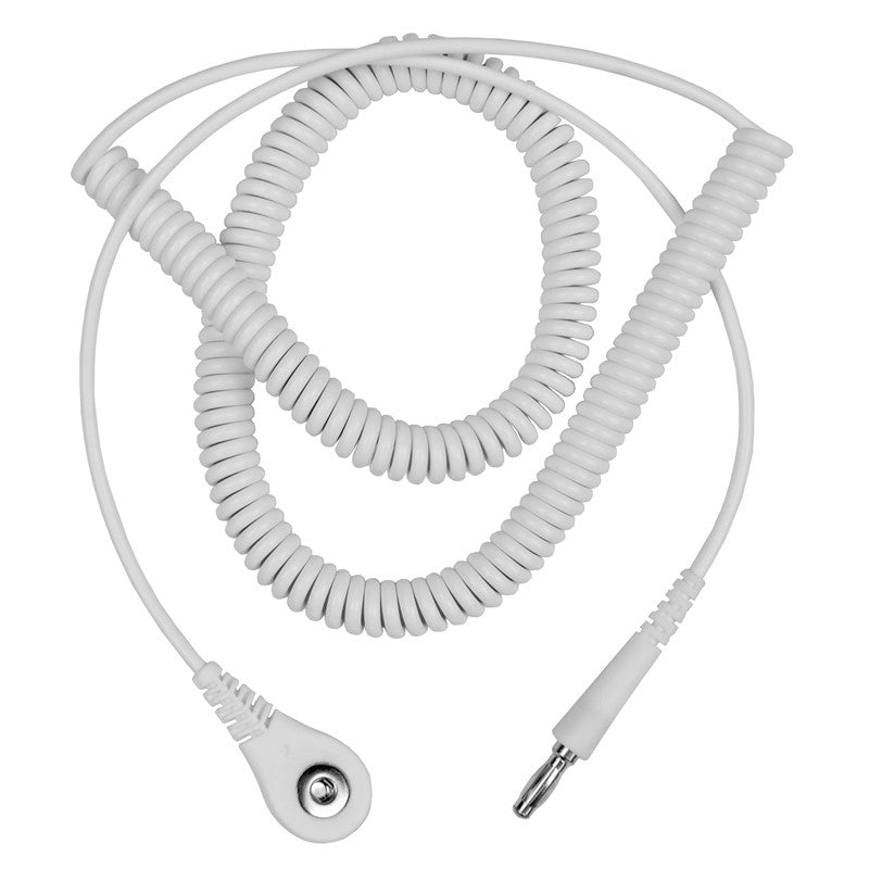 Desco 09219 Jewel® Coil Cord w/ 4 MM Snap Socket, White, 10 ft