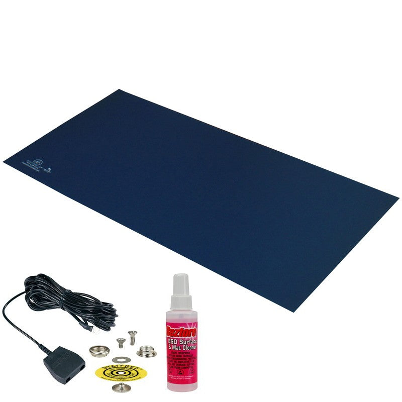Desco 66429 Statfree® T2 Plus Dissipative Dual Layer Rubber Mat Top Kit, Dark Blue, .060" x 24" x 48"