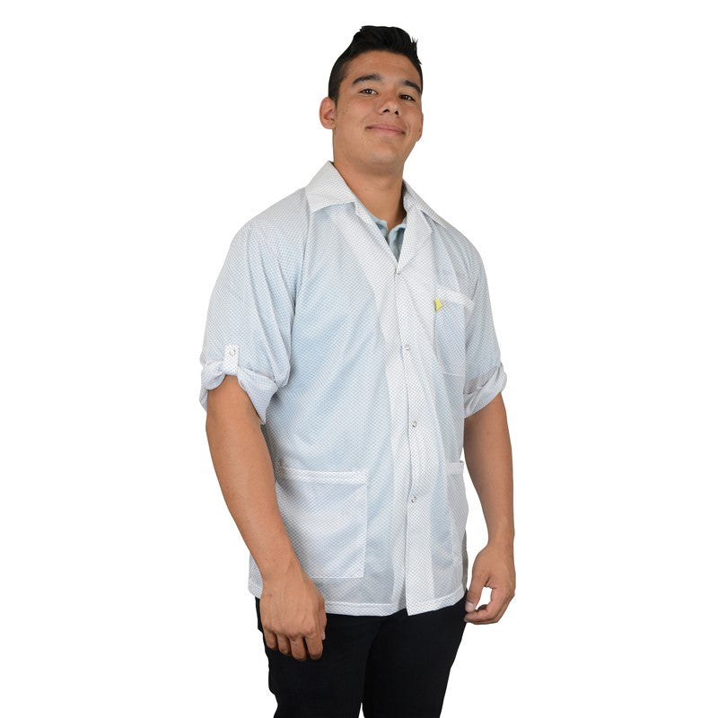 Desco Statshield® Smock, Jacket with Convertible Sleeves, Snap Cuffs, White, 6X-Large