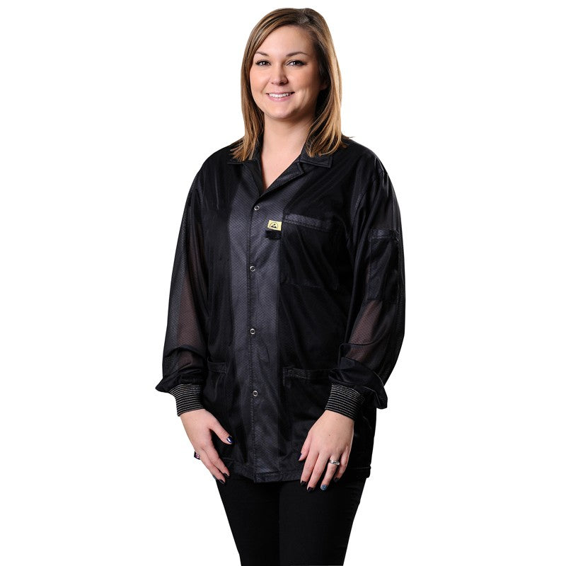 Desco Statshield® Smock, Jacket with Knitted Cuffs, Black, Large