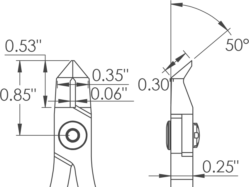 Excelta Angled Cutter 7204E Very Large Angulated Head, Maximum Flush, Molded Grip