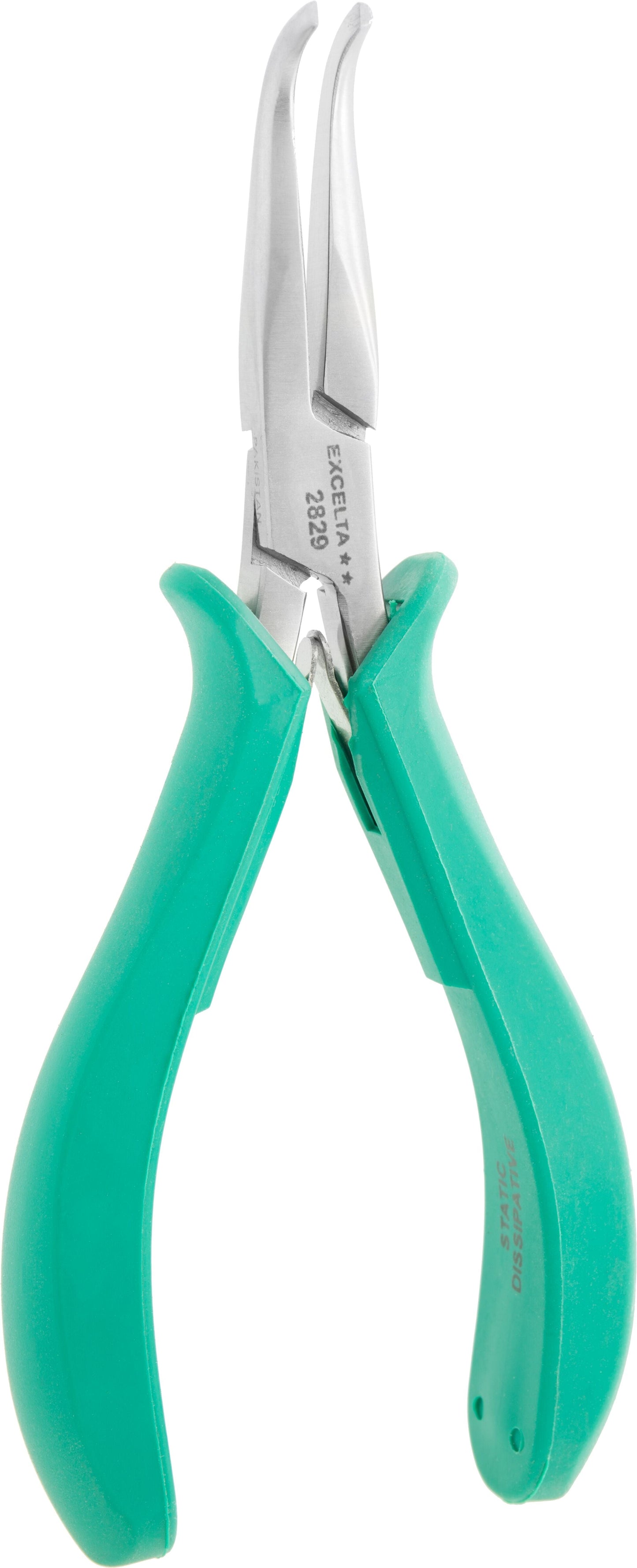 Excelta Pliers 2829 Medium Bent Nose, Smooth Jaws, Molded Grip