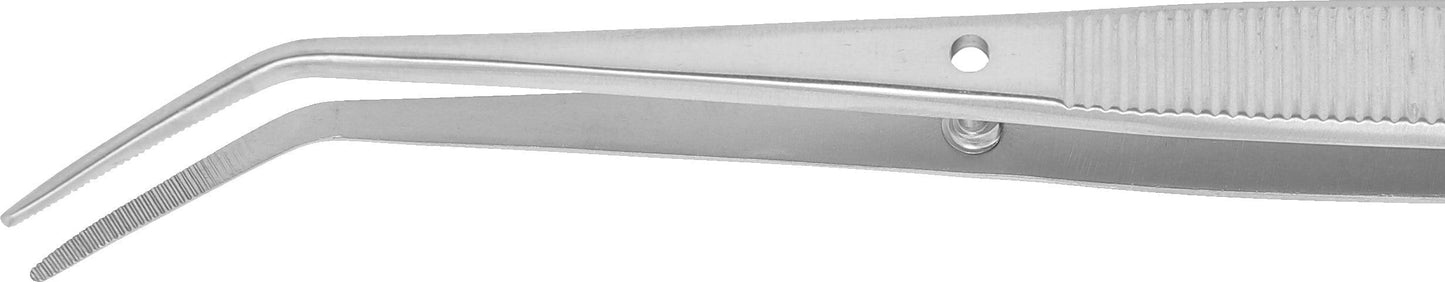 Excelta Tweezers 24-8-SA-SE 45° Angled Serrated Points, Medium, Anti-Mag, Pin, Stainless Steel 8"